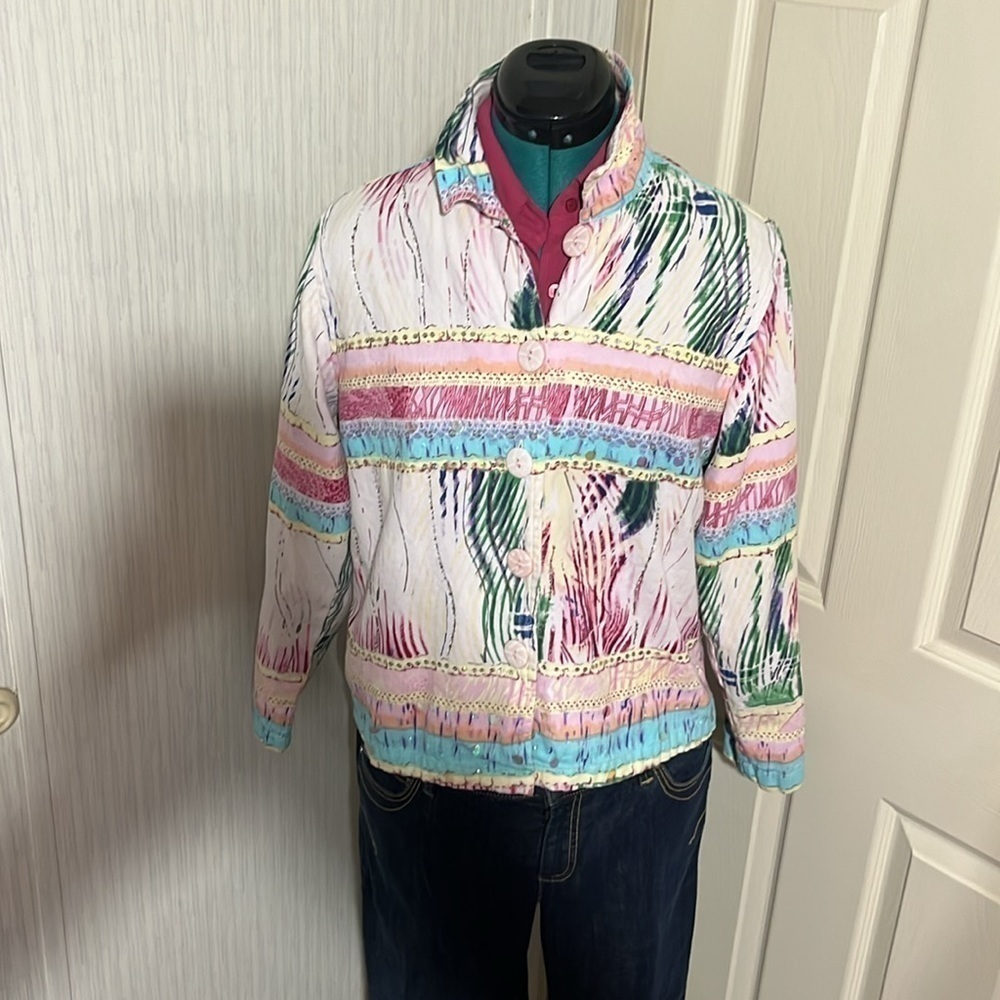 N.D.S. Long Sleeve Multi Color Sequins Top/Blazer (104T) - Picture 3 of 10